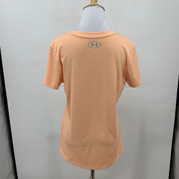 Under Armour T Shirt Womens S Small Orange V Neck Loose Heat Gear Lightweight - Picture 5 of 11